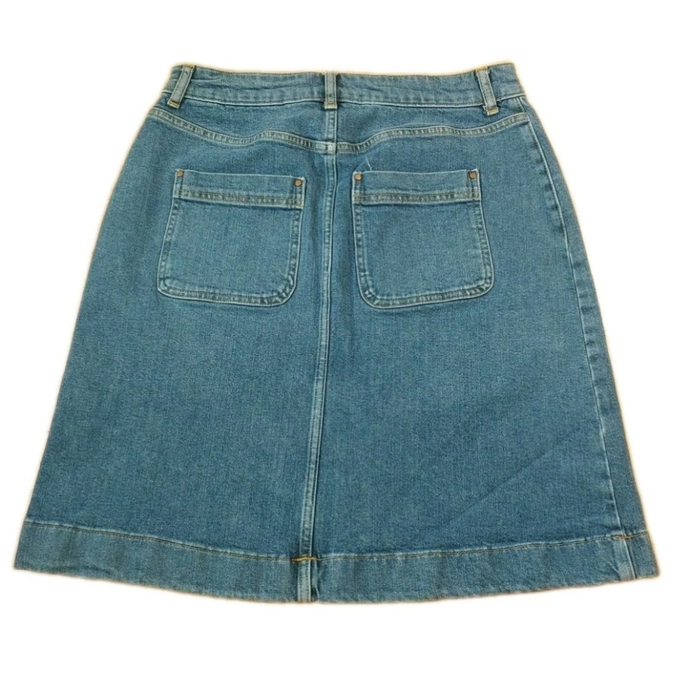 Boden Denim Blue Jean Pencil Skirt Woman 10 Long Patch Pockets Y2k Boho Cowgirl - Picture 3 of 11